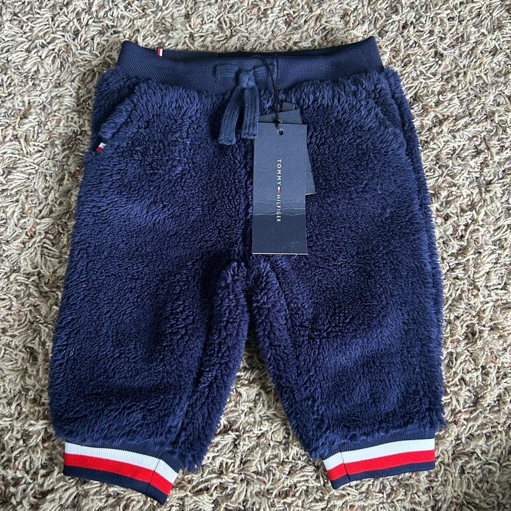 Tommy Hilfiger Baby Navy Blue Fuzzy Soft Sweatpants | Size 6-9 Months